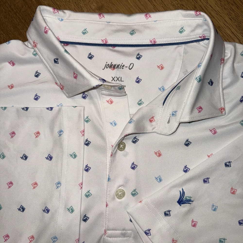 Johnnie-O Polo Shirt Mens XXL Rocks Glass Cocktail Golf‎ Drinks 2XL